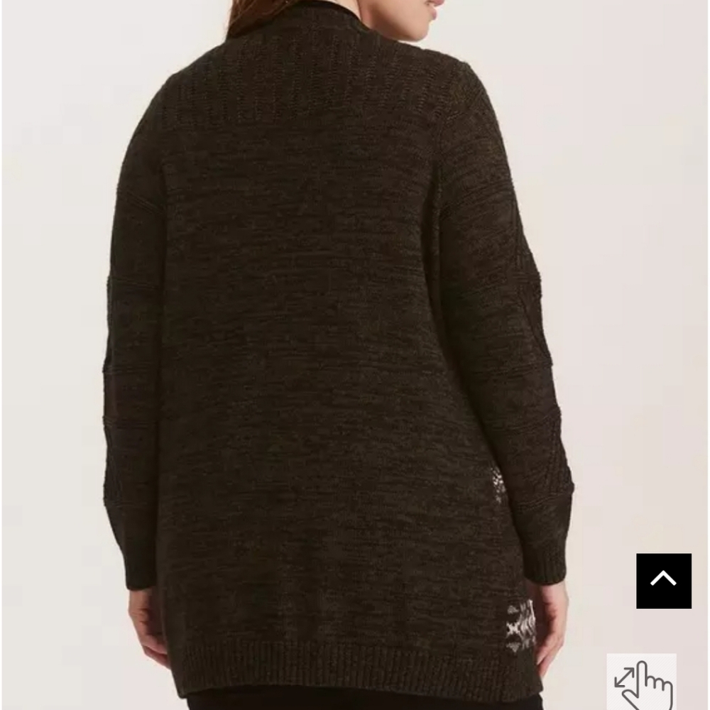 Torrid Multi-Color Geometric Pattern Open Front Cardigan - Picture 3 of 3